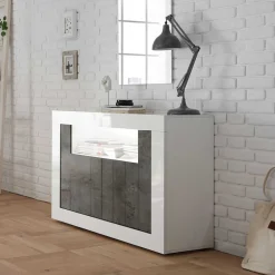 Wohnen 110x86x43 Türen Kommode in Grau Dekor - Voskala