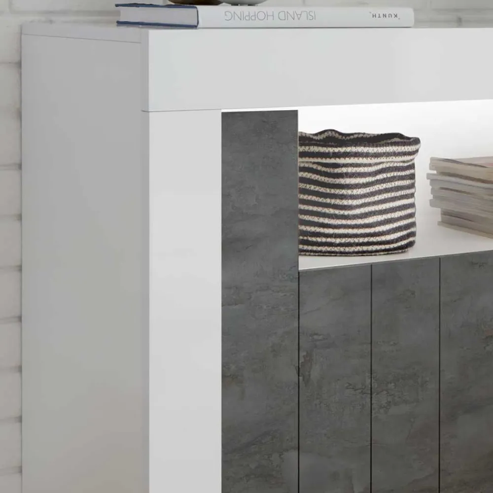 Wohnen 110x86x43 Türen Kommode in Grau Dekor - Voskala