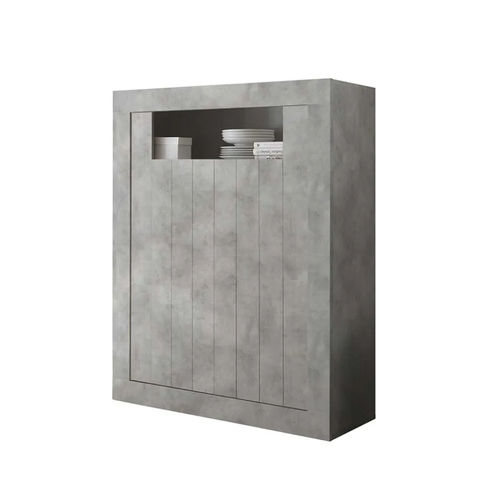 Wohnen 110x144x43 Türen-Highboard in Beton Dekor - Eman