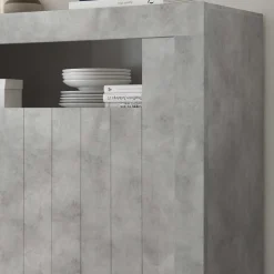 Wohnen 110x144x43 Türen-Highboard in Beton Dekor - Eman