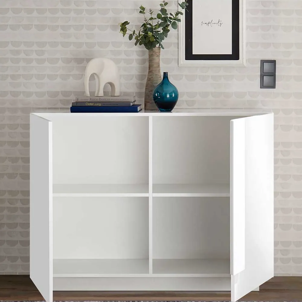 Wohnen 121x90x44 2-türige Kommode auf Sockel - Kerym