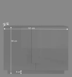 Wohnen 121x90x44 2-türige Kommode auf Sockel - Kerym
