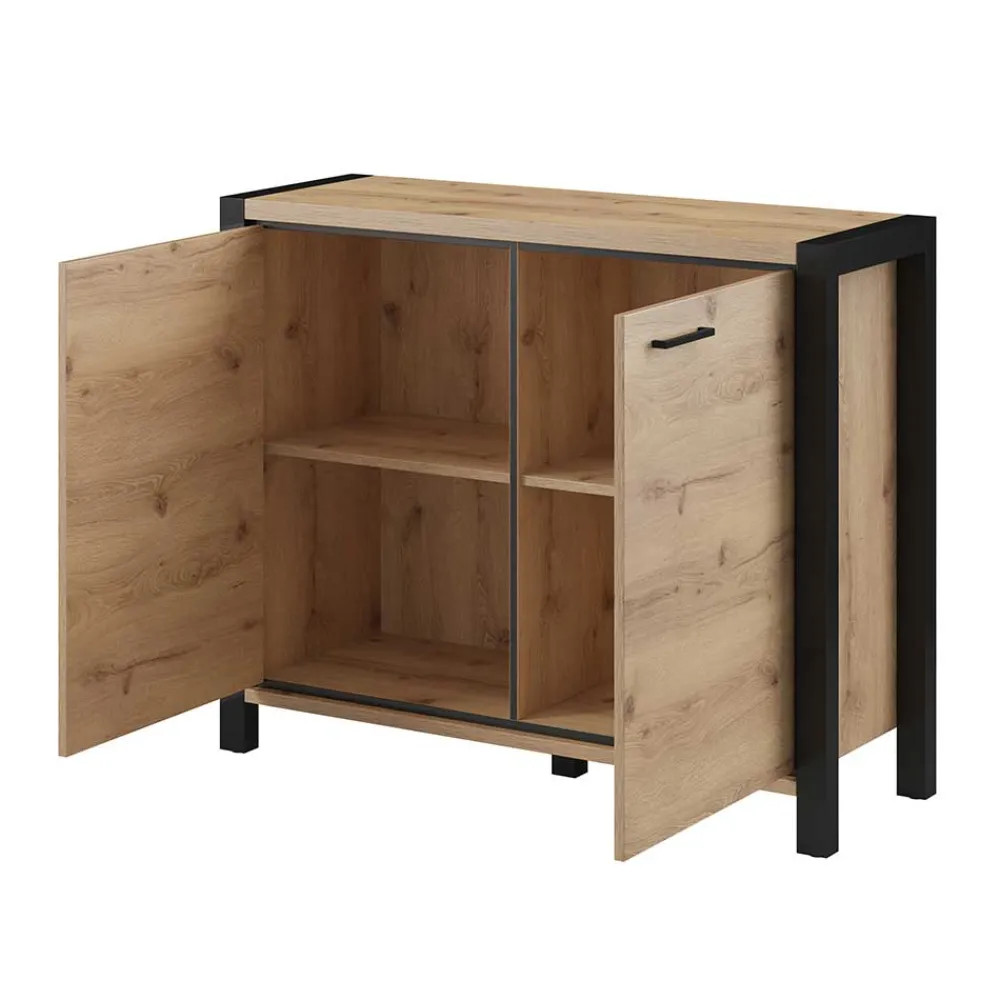 Wohnen 112x91x41 2-türige Kommode mit Metallgriffen - Zavorra