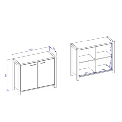 Wohnen 112x91x41 2-türige Kommode mit Metallgriffen - Zavorra