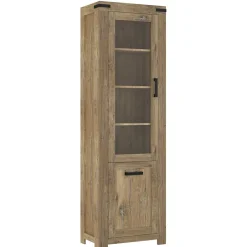 Wohnen Esszimmer-Vitrinen|Vitrinen*65x200x40 2-türige Vitrine in Eiche Dunkel - Fanos