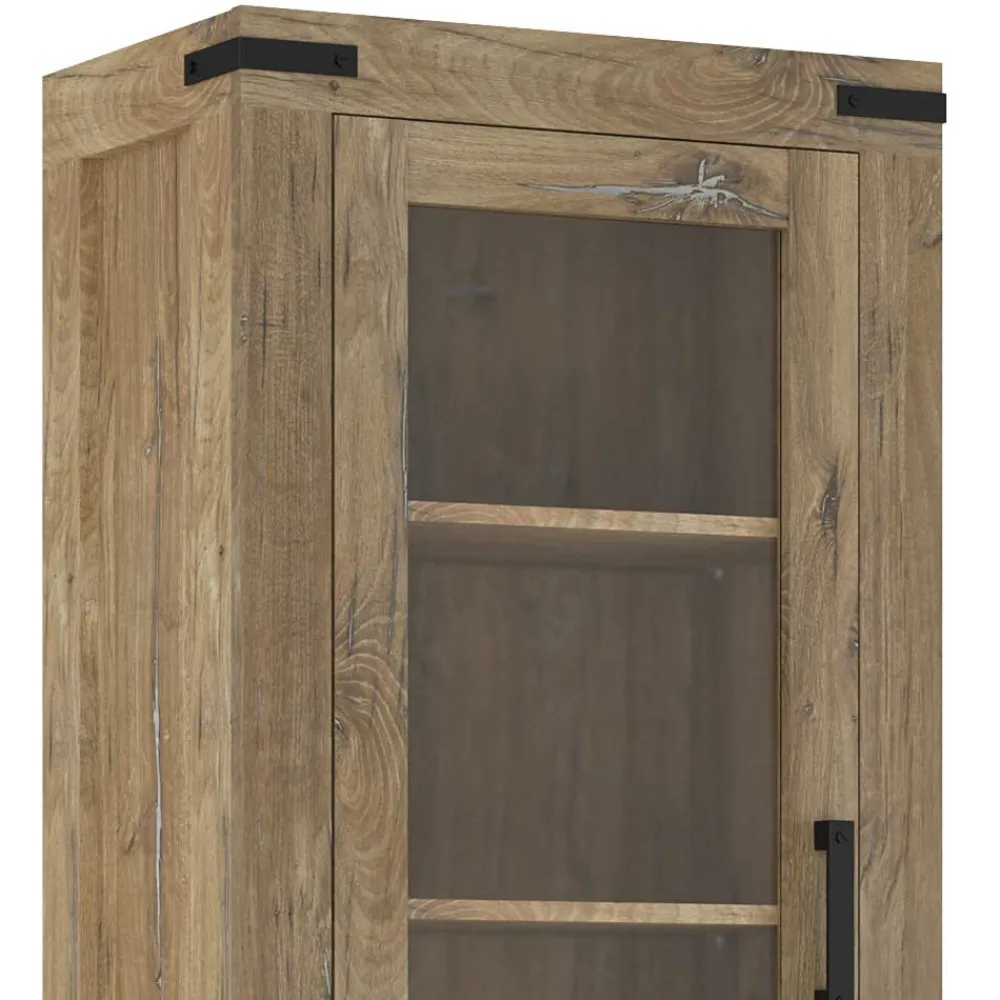 Wohnen Esszimmer-Vitrinen|Vitrinen*65x200x40 2-türige Vitrine in Eiche Dunkel - Fanos