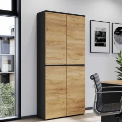 Wohnen 80x197x40 2-türiger Aktenschrank in Wildeiche Optik - Contrage