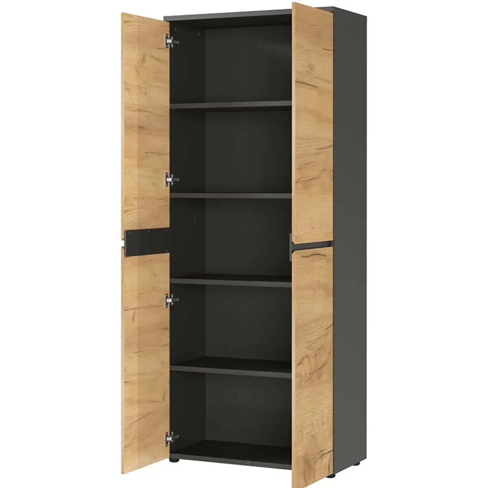 Wohnen 80x197x40 2-türiger Aktenschrank in Wildeiche Optik - Contrage