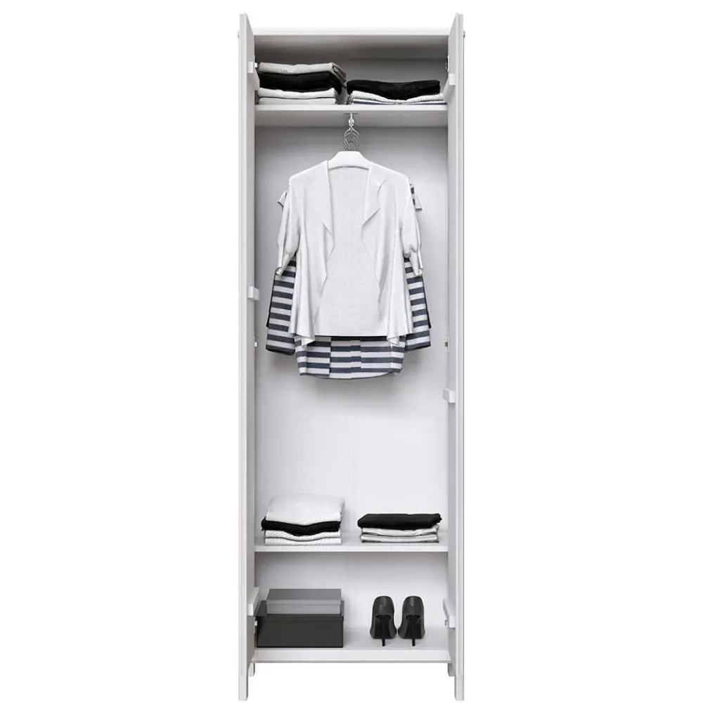 Wohnen 65x192x34 2-türiger Garderobenschrank in Weiß - Oranias