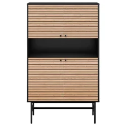 Wohnen 100x155x40 4-türiges Highboard mit offenem Fach - Varaba