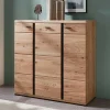 Wohnen Schwarze Möbel|Sideboards & Kommoden*123x121x42 3-türiges Highboard teilmassiv - Latenda