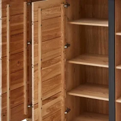 Wohnen Schwarze Möbel|Sideboards & Kommoden*123x121x42 3-türiges Highboard teilmassiv - Latenda