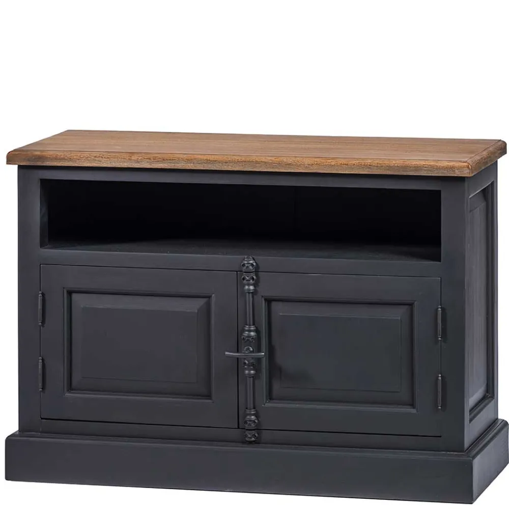 Wohnen Vintage Möbel|Sideboards & Kommoden*100x70x40 TV Kommode in Schwarz & Teak - Niovan