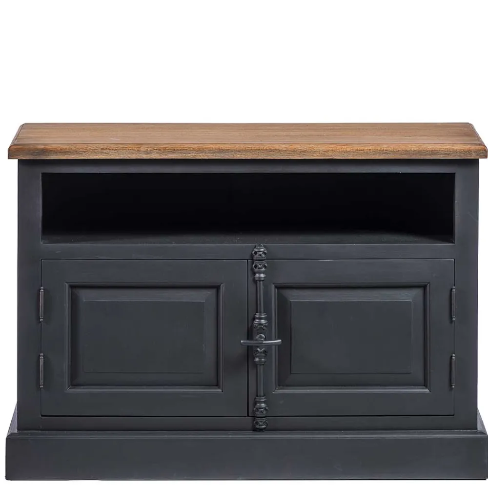 Wohnen Vintage Möbel|Sideboards & Kommoden*100x70x40 TV Kommode in Schwarz & Teak - Niovan