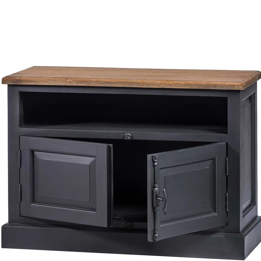 Wohnen Vintage Möbel|Sideboards & Kommoden*100x70x40 TV Kommode in Schwarz & Teak - Niovan