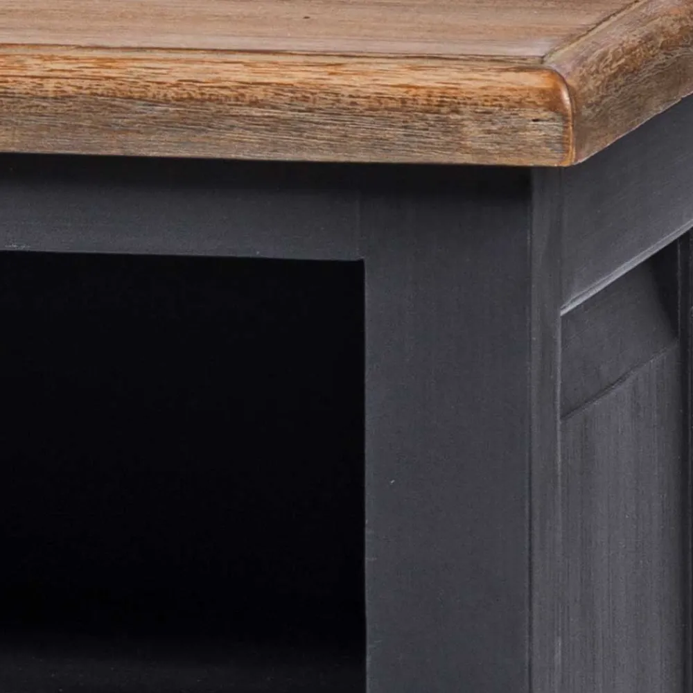 Wohnen Vintage Möbel|Sideboards & Kommoden*100x70x40 TV Kommode in Schwarz & Teak - Niovan