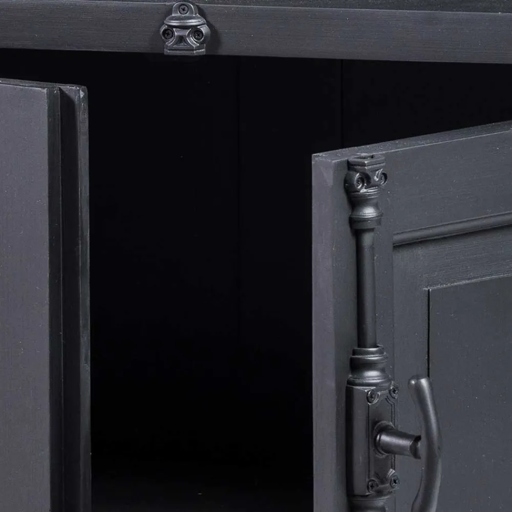 Wohnen Vintage Möbel|Sideboards & Kommoden*100x70x40 TV Kommode in Schwarz & Teak - Niovan