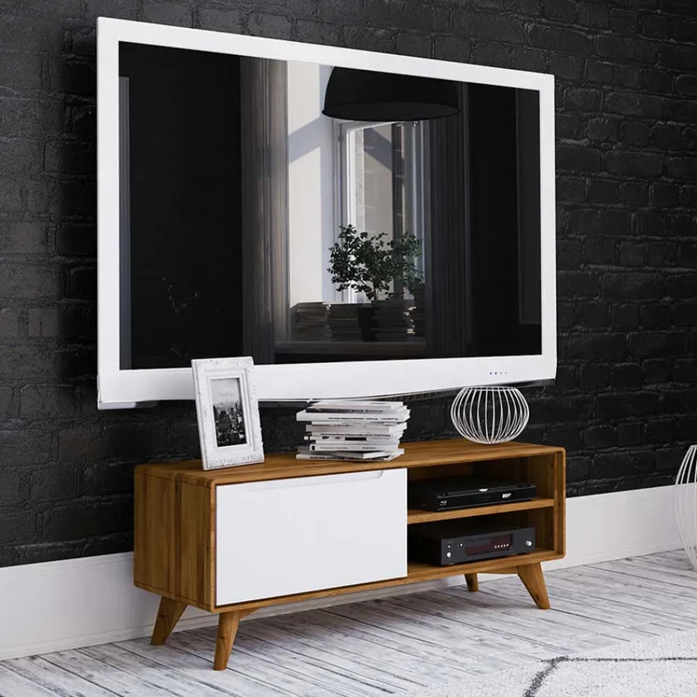 Wohnen Weiße Möbel|Sideboards & Kommoden*120x48x40 TV Kommode in Wildeiche mit Weiß - Diesta I