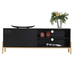 Wohnen Tv & Hifi-Möbel|Tv & Hifi-Möbel*140x52x35 TV Lowboard in Schwarz & Pinie Natur - Estrevin