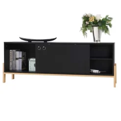 Wohnen Tv & Hifi-Möbel|Tv & Hifi-Möbel*140x52x35 TV Lowboard in Schwarz & Pinie Natur - Estrevin