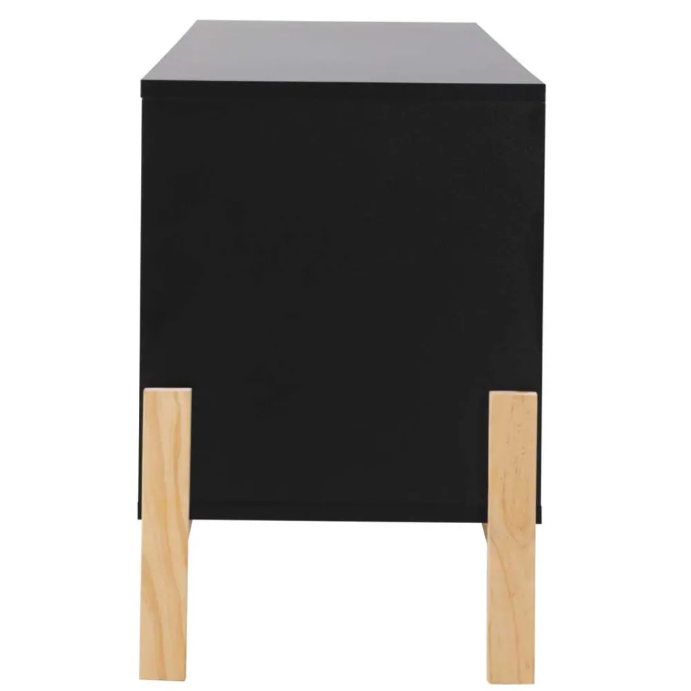 Wohnen Tv & Hifi-Möbel|Tv & Hifi-Möbel*140x52x35 TV Lowboard in Schwarz & Pinie Natur - Estrevin