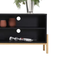 Wohnen Tv & Hifi-Möbel|Tv & Hifi-Möbel*140x52x35 TV Lowboard in Schwarz & Pinie Natur - Estrevin