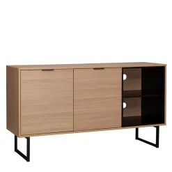 Wohnen 140x76x40 TV Phonoschrank in Eiche & Schwarz - Brausca