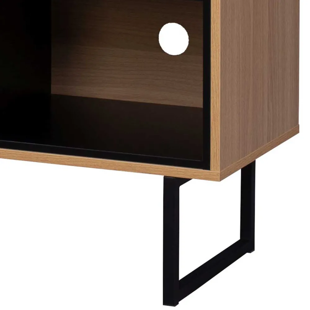 Wohnen 140x76x40 TV Phonoschrank in Eiche & Schwarz - Brausca