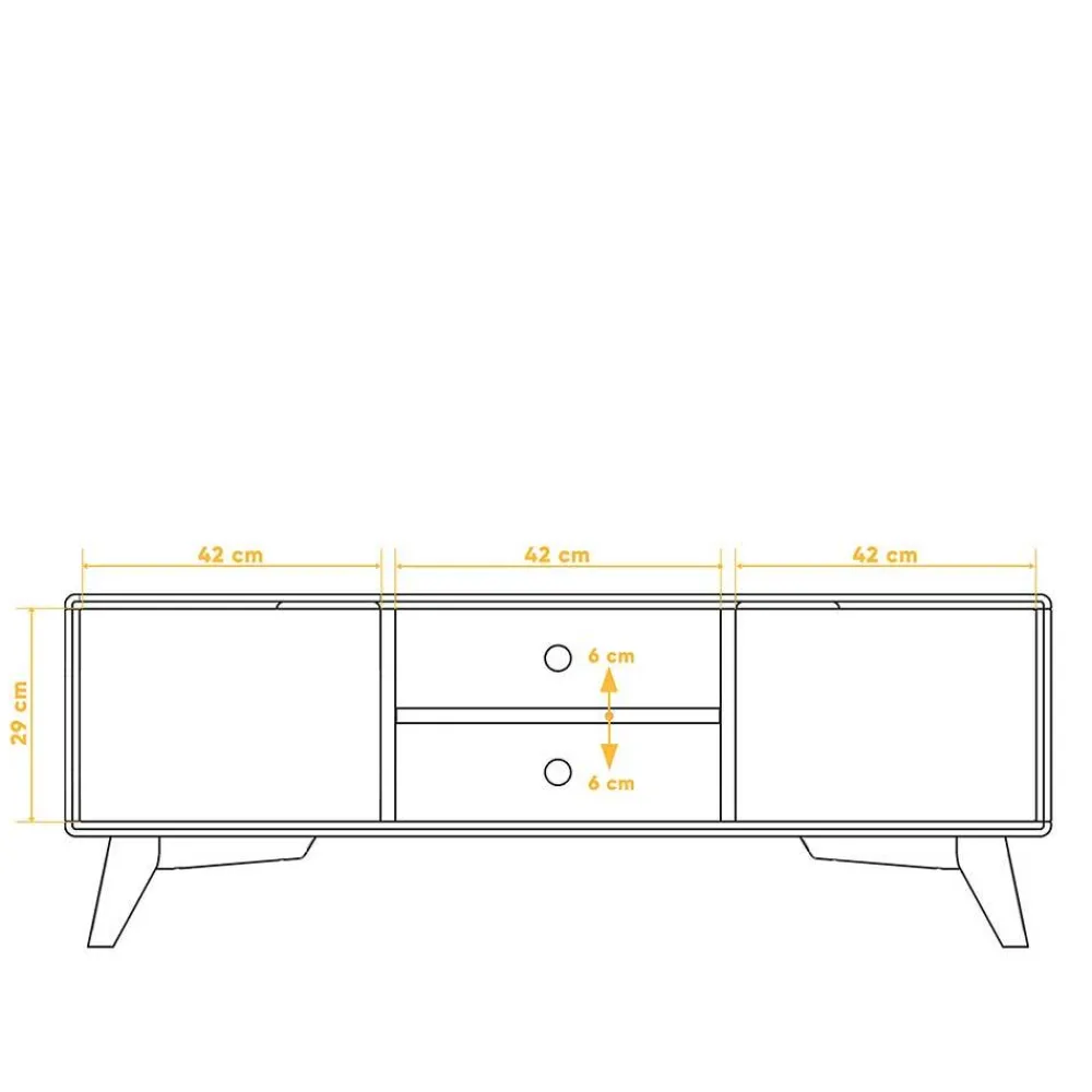 Wohnen 134x48x40 TV Schrank mit Türen & Fächern - Diesta