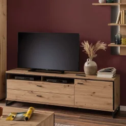 Wohnen Tv & Hifi-Möbel|Tv & Hifi-Möbel*183x60x50 TV Unterschrank in Eiche Holzoptik - Nikdus