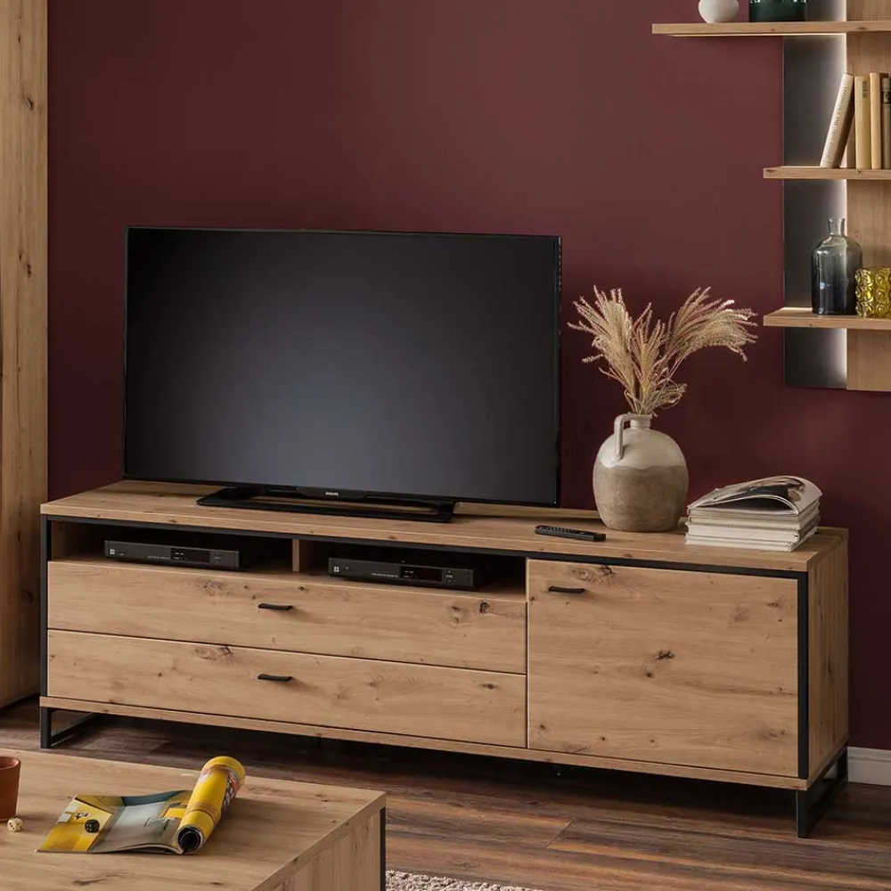 Wohnen Tv & Hifi-Möbel|Tv & Hifi-Möbel*183x60x50 TV Unterschrank in Eiche Holzoptik - Nikdus