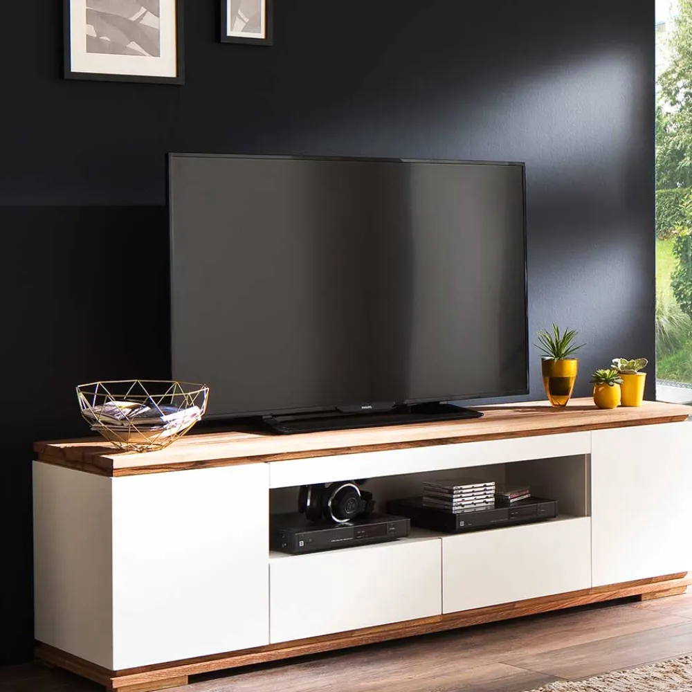Wohnen Sideboards & Kommoden|Sideboards & Kommoden*202x54x40 TV Unterschrank in Weiß & Asteiche - Vangels