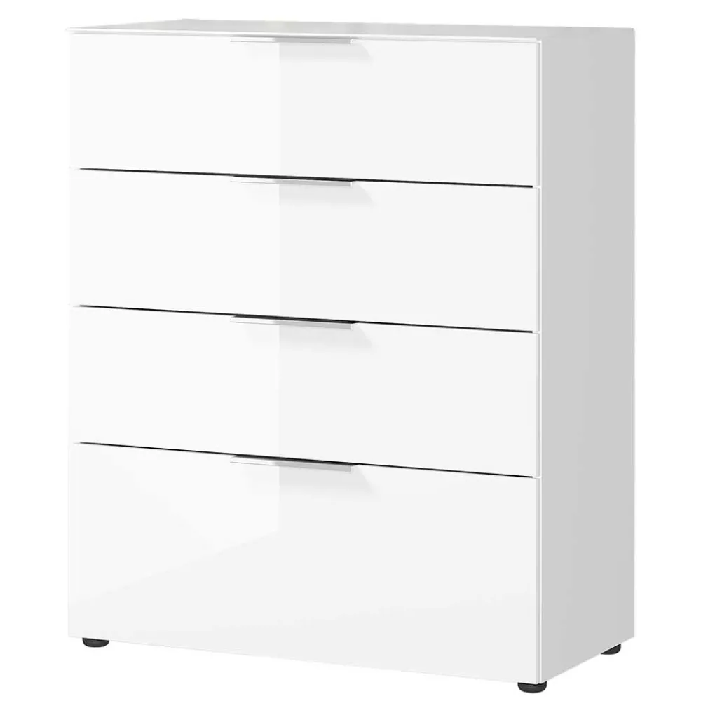 Wohnen 83x101x42 Vier-Schubladen-Kommode in Weiß - Thima