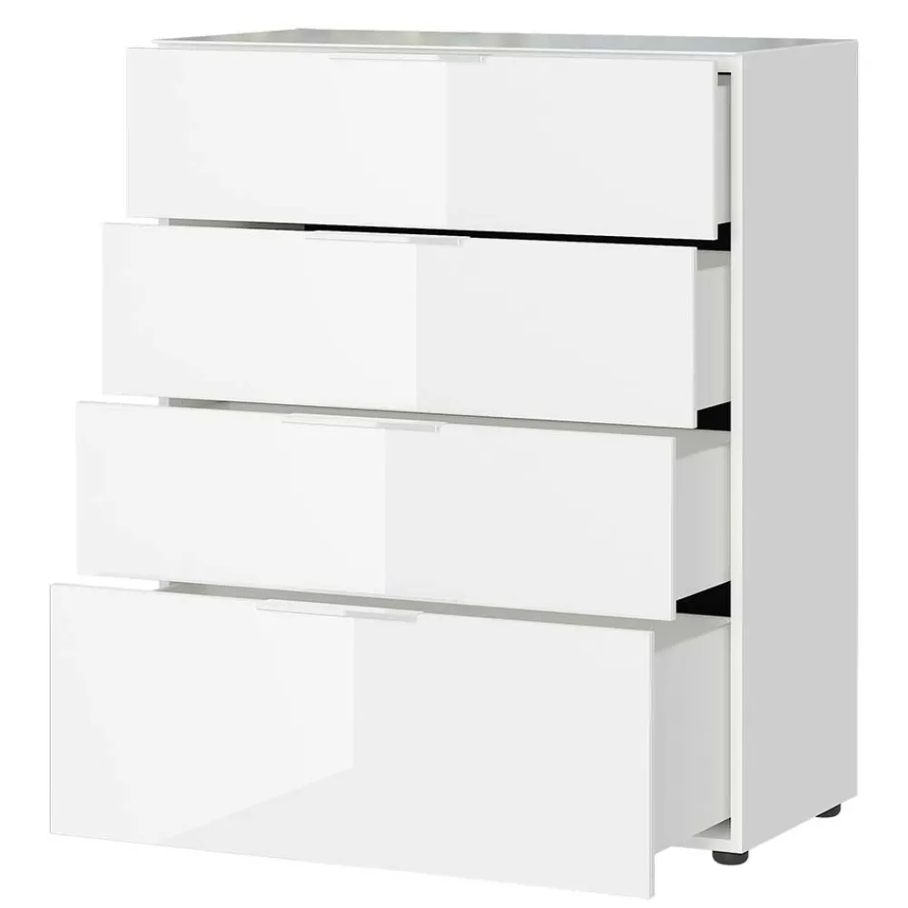 Wohnen 83x101x42 Vier-Schubladen-Kommode in Weiß - Thima