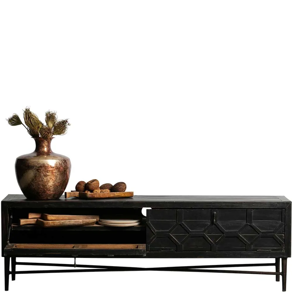 Wohnen Sideboards & Kommoden|Landhausmöbel*160x50x45 Vintage Design Lowboard in Schwarz - Illestra