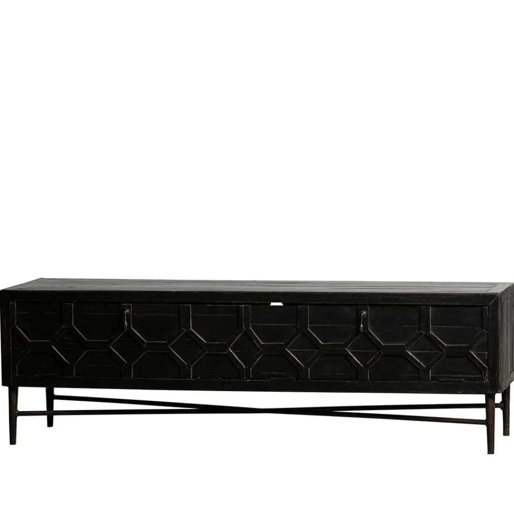 Wohnen Sideboards & Kommoden|Landhausmöbel*160x50x45 Vintage Design Lowboard in Schwarz - Illestra