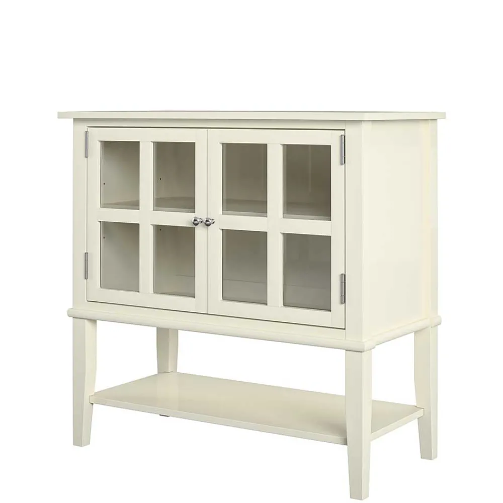 Wohnen Vintage Möbel*80x78x40 Vintage Glasschrank in Creme - Luan