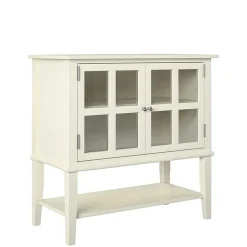 Wohnen Vintage Möbel*80x78x40 Vintage Glasschrank in Creme - Luan