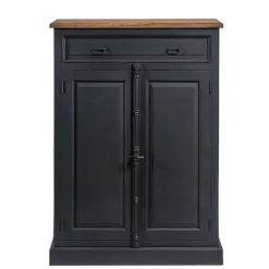 Wohnen 100x141x51 Vintage Vertiko in Schwarz & Teakfarben - Niovan