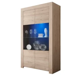 Wohnen Vitrinen|Wohnzimmer-Vitrinen*110x186x42 Vitrine in Eiche Nachbildung - Karika