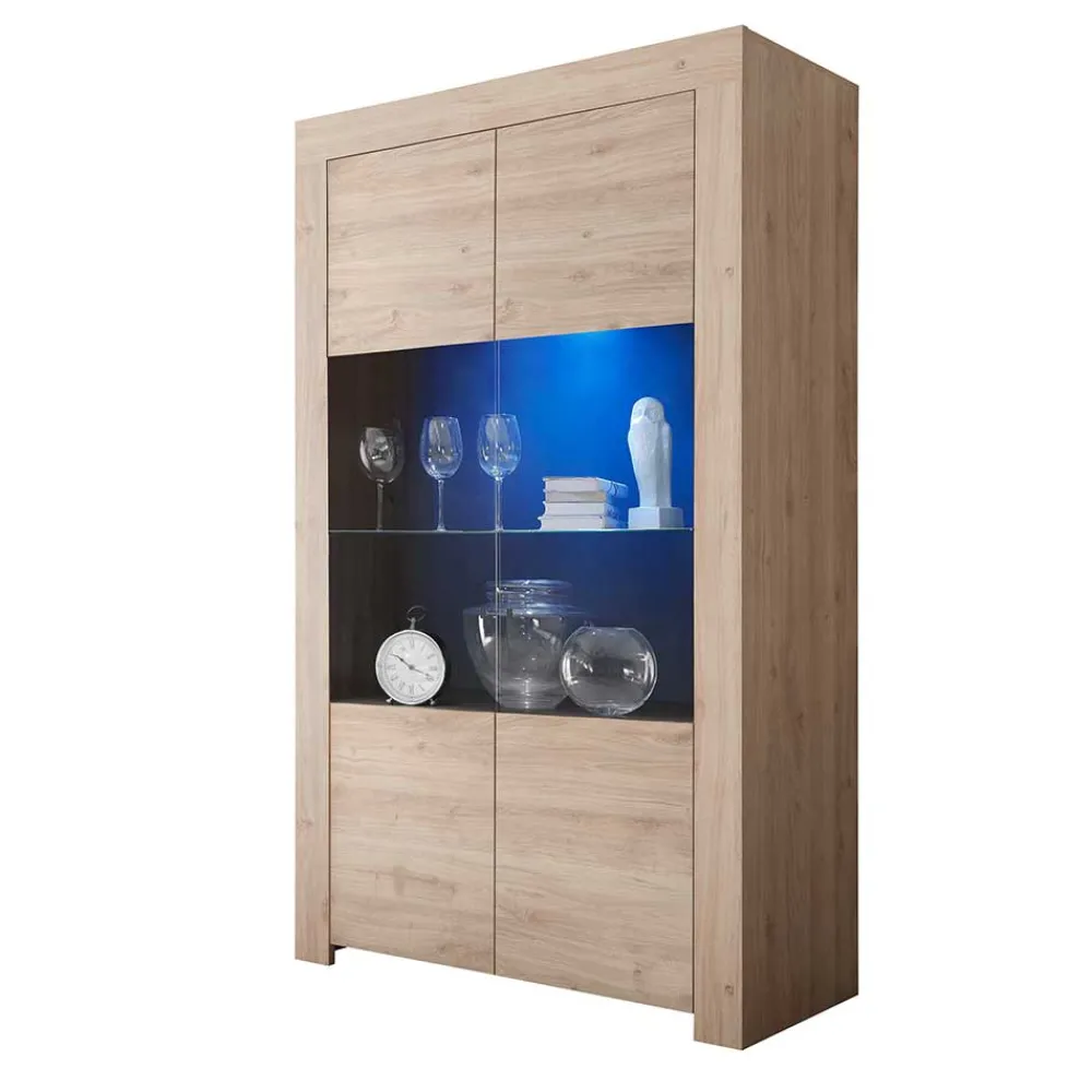 Wohnen Vitrinen|Wohnzimmer-Vitrinen*110x186x42 Vitrine in Eiche Nachbildung - Karika