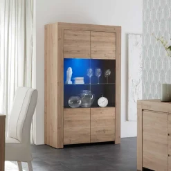 Wohnen Vitrinen|Wohnzimmer-Vitrinen*110x186x42 Vitrine in Eiche Nachbildung - Karika