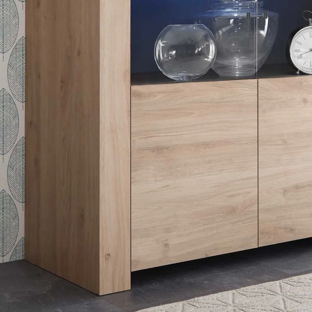 Wohnen Vitrinen|Wohnzimmer-Vitrinen*110x186x42 Vitrine in Eiche Nachbildung - Karika