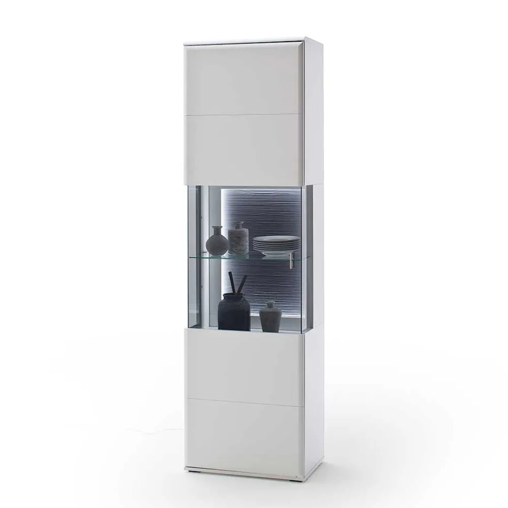Wohnen Vitrinen|Wohnzimmer-Vitrinen*60x208x38 Vitrine in Weiß & Anthrazit - Hazime