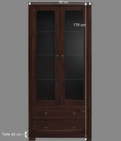 Wohnen Esszimmer-Vitrinen*80x178x40 Vitrine mit 2 Schubladen - Luvin