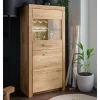 Wohnen 65x141x40 Vitrinenschrank aus Wildeiche Massivholz - Loitons