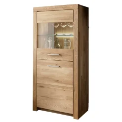 Wohnen 65x141x40 Vitrinenschrank aus Wildeiche Massivholz - Loitons