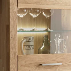 Wohnen 65x141x40 Vitrinenschrank aus Wildeiche Massivholz - Loitons