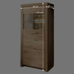 Wohnen 65x141x40 Vitrinenschrank aus Wildeiche Massivholz - Loitons