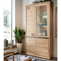 Wohnen Esszimmer-Vitrinen*103x205x40 Vitrinenschrank aus Wildeiche Massivholz - Embleys